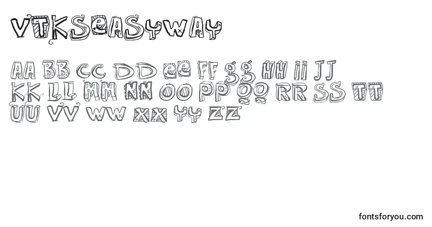 Czcionka Vtkseasyway – alfabet, cyfry, specjalne znaki