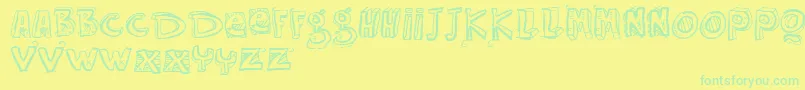 フォントVtkseasyway – 黄色い背景に緑の文字