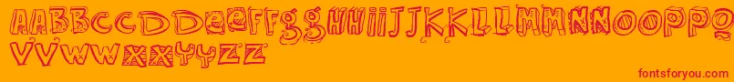 Vtkseasyway-Schriftart – Rote Schriften auf orangefarbenem Hintergrund
