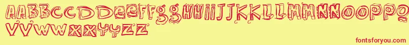 フォントVtkseasyway – 赤い文字の黄色い背景