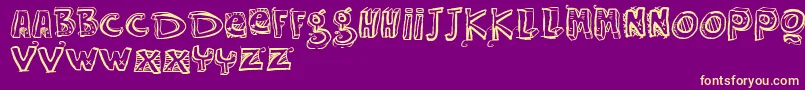 Vtkseasyway-Schriftart – Gelbe Schriften auf violettem Hintergrund