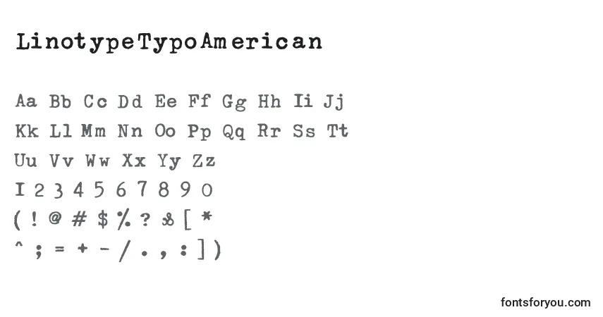 Шрифт LinotypeTypoAmerican – алфавит, цифры, специальные символы