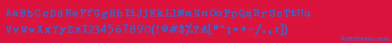 LinotypeTypoAmerican-Schriftart – Blaue Schriften auf rotem Hintergrund