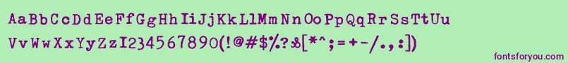 Czcionka LinotypeTypoAmerican – fioletowe czcionki na zielonym tle