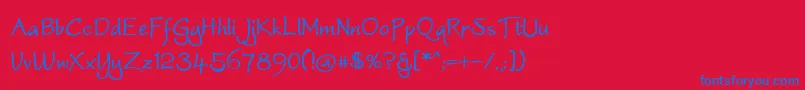フォントWorstveld Sling Bold – 赤い背景に青い文字