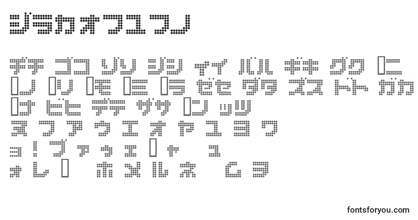 A fonte Dot6282k – alfabeto, números, caracteres especiais