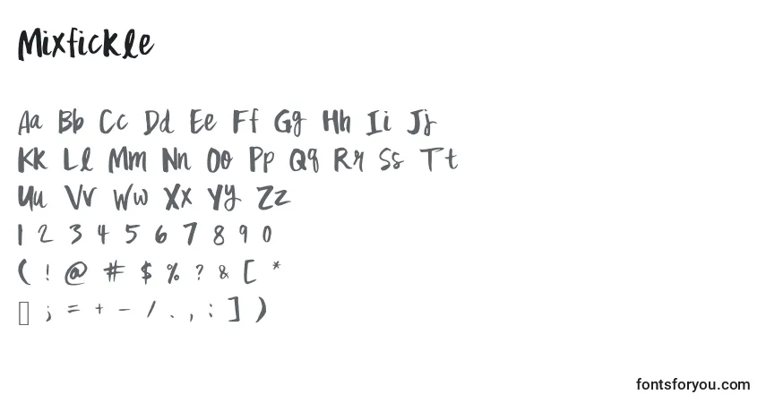 A fonte Mixfickle – alfabeto, números, caracteres especiais