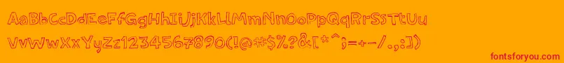 PfamateurFlat-Schriftart – Rote Schriften auf orangefarbenem Hintergrund