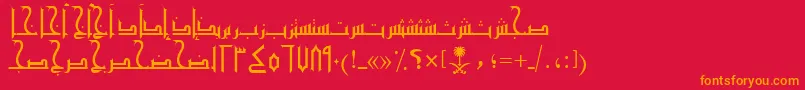 フォントAymMamlokySUNormal. – 赤い背景にオレンジの文字