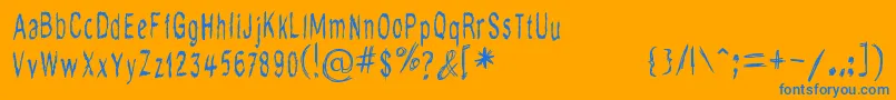 DoDoodle-Schriftart – Blaue Schriften auf orangefarbenem Hintergrund