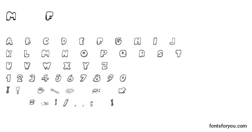 Schriftart MessyFika (106175) – Alphabet, Zahlen, spezielle Symbole