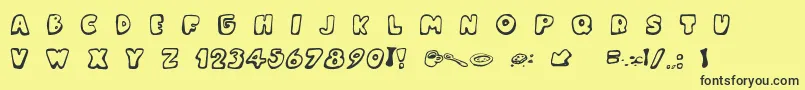 フォントMessyFika – 黒い文字の黄色い背景