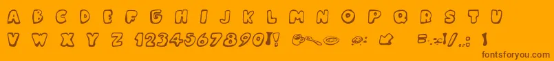 MessyFika-Schriftart – Braune Schriften auf orangefarbenem Hintergrund