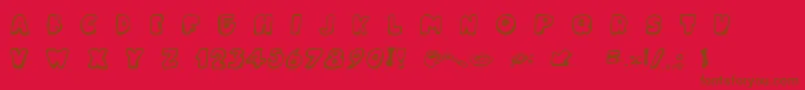 フォントMessyFika – 赤い背景に茶色の文字