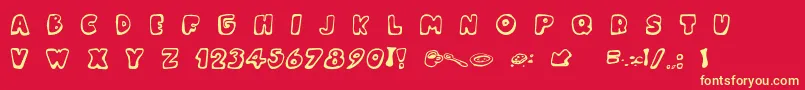 フォントMessyFika – 黄色の文字、赤い背景