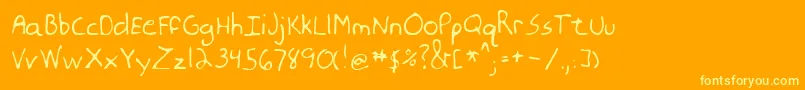 MoonerRegular-Schriftart – Gelbe Schriften auf orangefarbenem Hintergrund