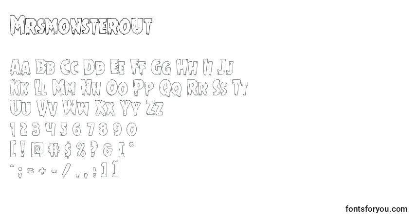 Czcionka Mrsmonsterout – alfabet, cyfry, specjalne znaki