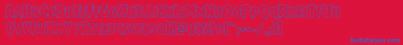 Mrsmonsterout-Schriftart – Blaue Schriften auf rotem Hintergrund