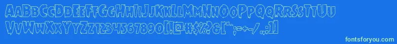 Mrsmonsterout Font – Green Fonts on Blue Background