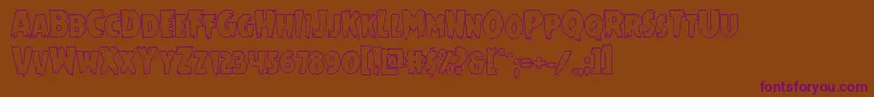 Mrsmonsterout-Schriftart – Violette Schriften auf braunem Hintergrund