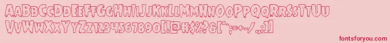 フォントMrsmonsterout – ピンクの背景に赤い文字