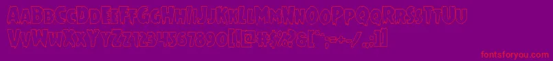 Mrsmonsterout-Schriftart – Rote Schriften auf violettem Hintergrund
