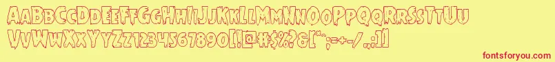 Mrsmonsterout Font – Red Fonts on Yellow Background