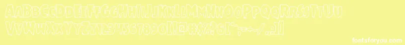 Шрифт Mrsmonsterout – белые шрифты на жёлтом фоне