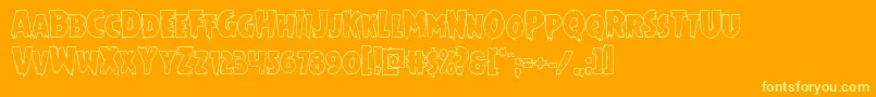 Mrsmonsterout-Schriftart – Gelbe Schriften auf orangefarbenem Hintergrund