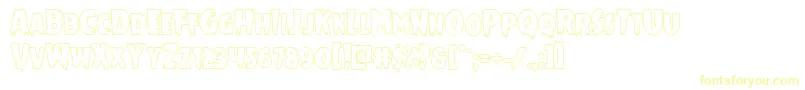 Mrsmonsterout-Schriftart – Gelbe Schriften auf weißem Hintergrund