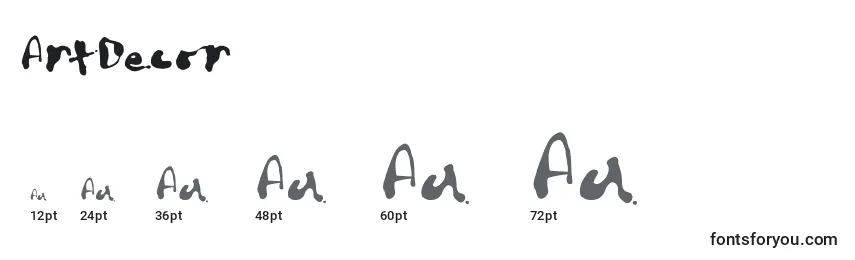 Размеры шрифта ArtDecor