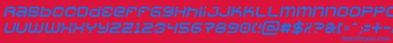 VaporbyteSlimItalic Font – Blue Fonts on Red Background