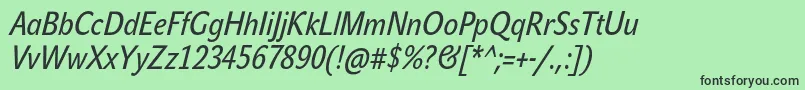 JohnsanscondTextProItalic-fontti – mustat fontit vihreällä taustalla