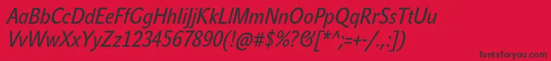 Czcionka JohnsanscondTextProItalic – czarne czcionki na czerwonym tle