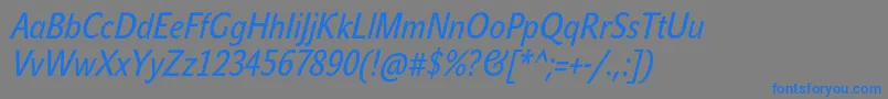 Шрифт JohnsanscondTextProItalic – синие шрифты на сером фоне