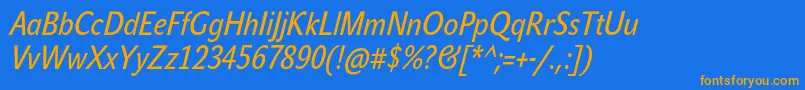 JohnsanscondTextProItalic Font – Orange Fonts on Blue Background