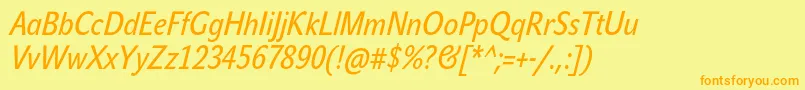 Шрифт JohnsanscondTextProItalic – оранжевые шрифты на жёлтом фоне