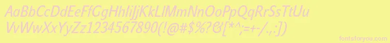 JohnsanscondTextProItalic Font – Pink Fonts on Yellow Background