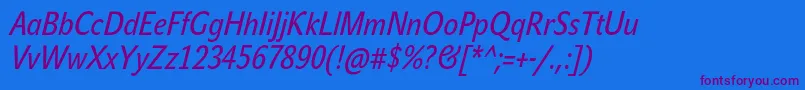 JohnsanscondTextProItalic Font – Purple Fonts on Blue Background
