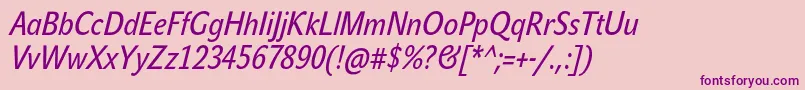 JohnsanscondTextProItalic-fontti – violetit fontit vaaleanpunaisella taustalla