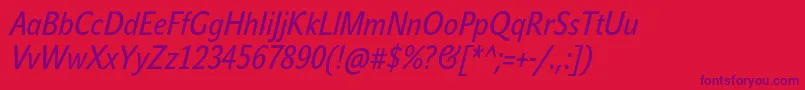 JohnsanscondTextProItalic-Schriftart – Violette Schriften auf rotem Hintergrund