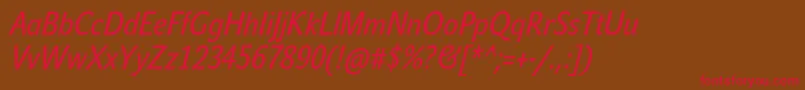 JohnsanscondTextProItalic Font – Red Fonts on Brown Background