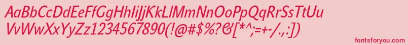 フォントJohnsanscondTextProItalic – ピンクの背景に赤い文字