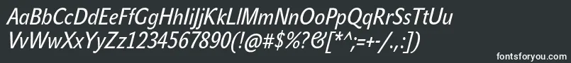 Шрифт JohnsanscondTextProItalic – белые шрифты на чёрном фоне