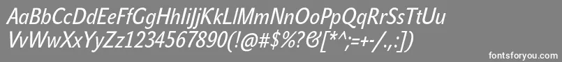 JohnsanscondTextProItalic-fontti – valkoiset fontit harmaalla taustalla