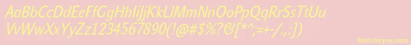 フォントJohnsanscondTextProItalic – 黄色のフォント、ピンクの背景