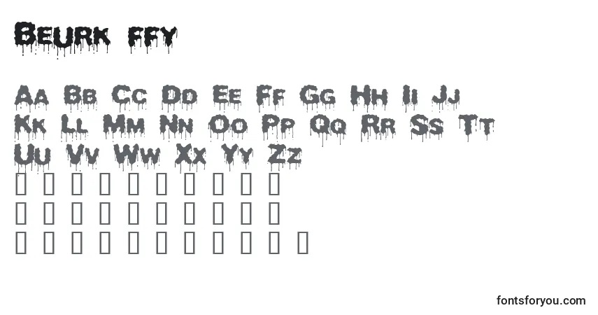 Czcionka Beurk ffy – alfabet, cyfry, specjalne znaki