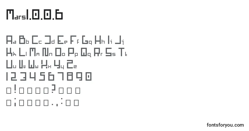A fonte Mars1.0.0.6 – alfabeto, números, caracteres especiais