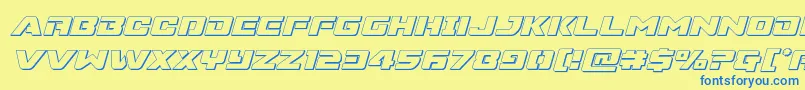 Supercommando3Dital-Schriftart – Blaue Schriften auf gelbem Hintergrund