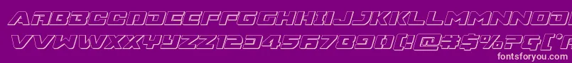 Supercommando3Dital-fontti – vaaleanpunaiset fontit violetilla taustalla